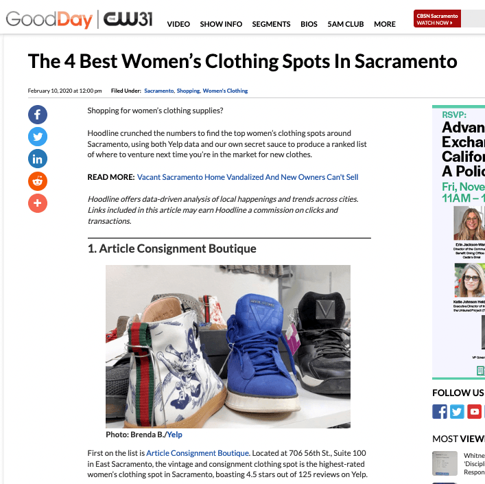 The CW Features Us! - Article Consignment