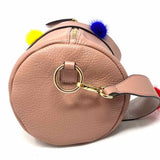 Neuville Pink barrel Pom-pom vegan leather Satchel