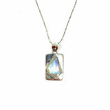 .925 Sterling Silver Pendant 18" Iridescent Moonstone Necklace