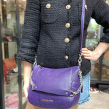Michael by Michael Kors Chandler Purple Zip Pebbled Leather Satchel