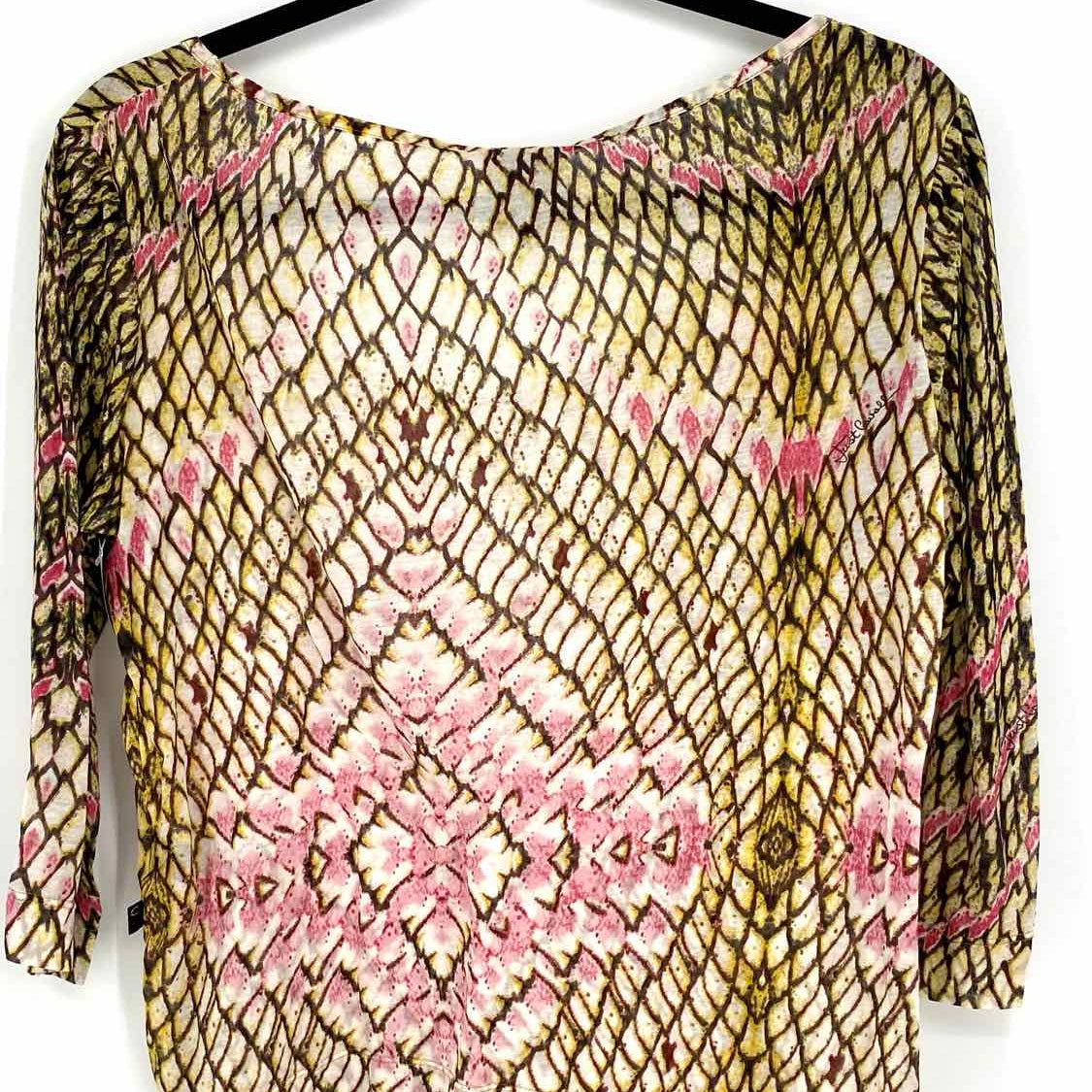 JUST cavalli Women's Multi-Color Size XL 3/4 Sleeve Snake Long Sleeve