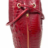 Brahmin Dana Melbourne Red Tote Croc Embossed Bucket Bag