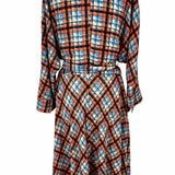 Eliza J Women's Blue Orange Size 16 Faux Wrap Plaid Dress