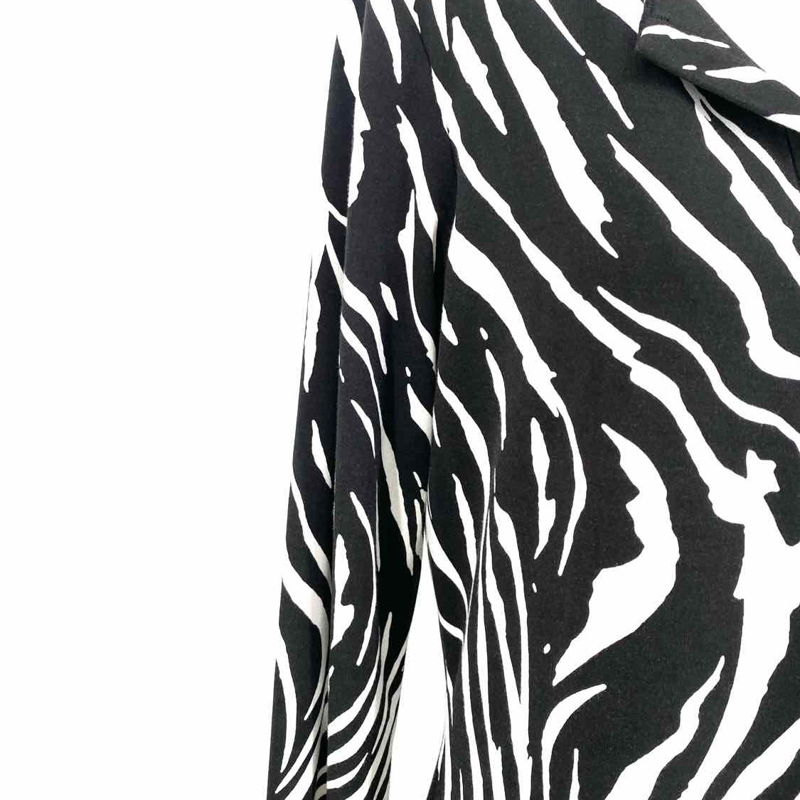 Diane Von Furstenberg Women's black/white Long Viscose Blend Tiger Size 10 Dress