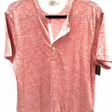 Faherty Men's Red Size M 1/4 Button Short Sleeve Shirt
