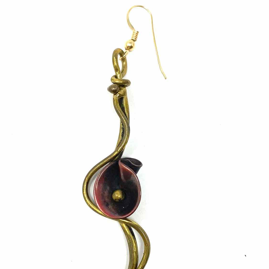Statement Bronze Drop 2.5" Floral Earrings