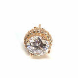 925 Sterling Rose Gold Tone Stud Round Crystal Earrings