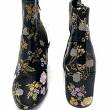 bar III Gatlin Women's Black Size 7 Block Heel Satin Floral Bootie