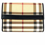Burberry Coated Canvas Beige Black Compact Check Wallet