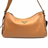 Prada Aimee Large Caramel Hobo Leather Shoulder Bag