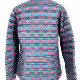 Patagonia Women's Purple Teal Size L Puffer Zip Goose Down Stripe Jacket