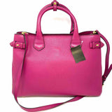 Burberry Banner Magenta Pebbled Leather Tote