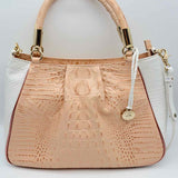 Brahmin Ruby Beige White Croc Embossed Leather Tote