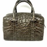Joanna Preysler Gray Boston Croc Embossed Leather Satchel