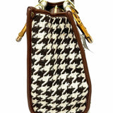 Vimoda "Rive Gouche" Brown Beige Top Handle Houndstooth Satchel