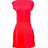 Ted Baker Jacquard Panel Skater Women's Neon Pink Size 8 Sleeveless Mini Dress