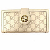 Gucci GG 2012 Continental Flap Snap Bone Beige Guccissima Brass Studs Wallet