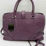 Coach Mercer 30 Purple Top Handle Turnlock Pebbled Leather Satchel