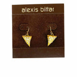 Alexis Bittar Gold Tone Dangle Shark Tooth Crystal Earrings