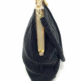 Vintage Beaded Black Hinged Crystal Clutch