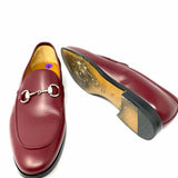 Gucci Jordaan Men's Burgundy Shoe Size 8 Horsebit Loafers