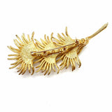 Coro Gold Tone Feather Brooch