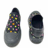 John Fluevog Willet Neon Women's Black Multi-Color Sz 8 Slip-On Canvas Sneakers