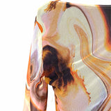 ZARA Women's Multi-Color Size M Boatneck Abstract Long Sleeve