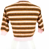 MARNI Women's Pink Brown Size 38/2 Button Down Wool Stripe Cropped Cardigan