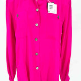 Claude Bennett Women's Hot Pink Size 10 Button Down Silk Long Sleeve