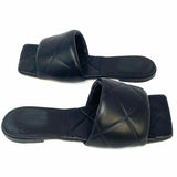Bottega Veneta Women's Black Size 40.5/10 Flat Leather Quilted Slide