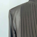 Theory Women's Brown Size S Button Down Silk Blend Ruffled Long Sleeve