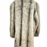 Styled by Carmen Vintage Women's Gray Size L Collared Faux Fur Coat