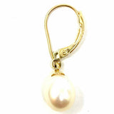 Estate 14k Gold Teardrop Hook Hinge White Cultured Pearls Earrings