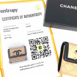 Chanel 2020 CC Filigree Compact Beige Black Bi-Fold Caviar Made in Spain Wallet