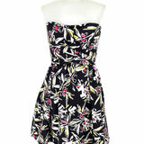 Milly Women's Black White Size 4 Strapless Cotton Blend Floral Dress