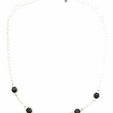Estate 925 Sterling Silver White Beaded Crystal Necklace