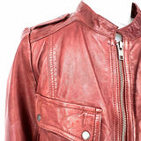 hinge Women's Brown Size S Zip Leather Moto Jacket