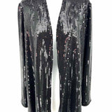 dennis by dennis basso Women's Black Size S Open Front Sequined Jacket