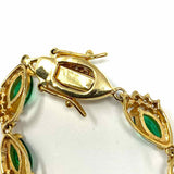 Statement Gold Tone Marquise Cut 7" Green Gem Bracelet
