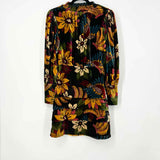 Farm Rio Macaw Women's Multi-black Size XS Long Sleeve Velvet Flower Dress