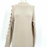 Donna Karan Women's Beige Size XS Cut Out Wool Blend Knit Sweater