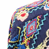 johnny was Women's Navy Size XL Button Down Rayon Embroidered Short Sleeve Top