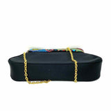 Inge Christopher Black Multi Color Beaded Trim Crossbody Clutch