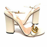 Gucci Lifford Women's Off White Size 9 Block Heel Leather Marmont Sandals