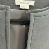 HELMUT LANG Women's Black Size 2 Collarless Wool Blend Mixed Media Jacket