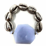 Carolyn Markis Silver/Blue Stretch Agate Bracelet