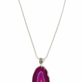 Statement 925 Sterling Silver Purple Pendant 18" Agate Necklace