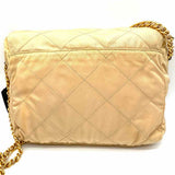 Prada Chain Link Catena Nylon Cream Flap Quilted Shoulder Bag