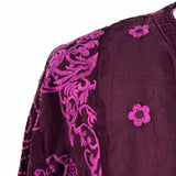 johnny was Women's Purple Size M Button Down Cupra Rayon Embroidered Long Sleeve